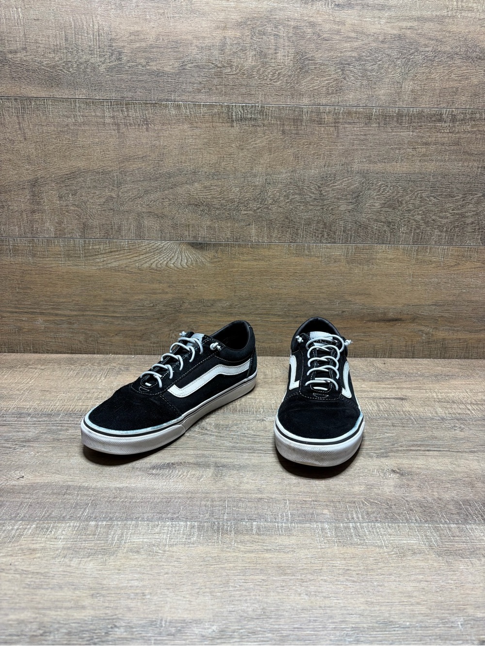 Vans Black and White Old Skool Low-Top Skate Sneakers